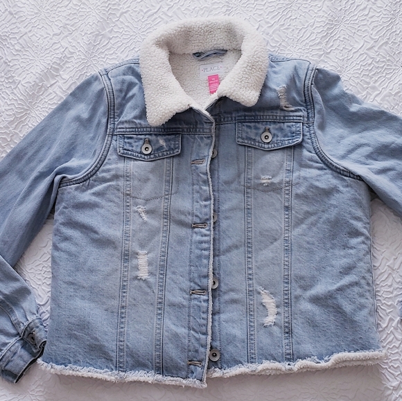 GIRL'S CHILDREN'S PLACE LINED DENIM JACKET SIZE 16 XXL - Picture 1 of 10